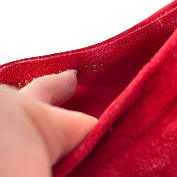 Casadei Red Suede Platform Slip On Ankle Tulip Cut Out Booties Heels Size 6‎ - Picture 10 of 11